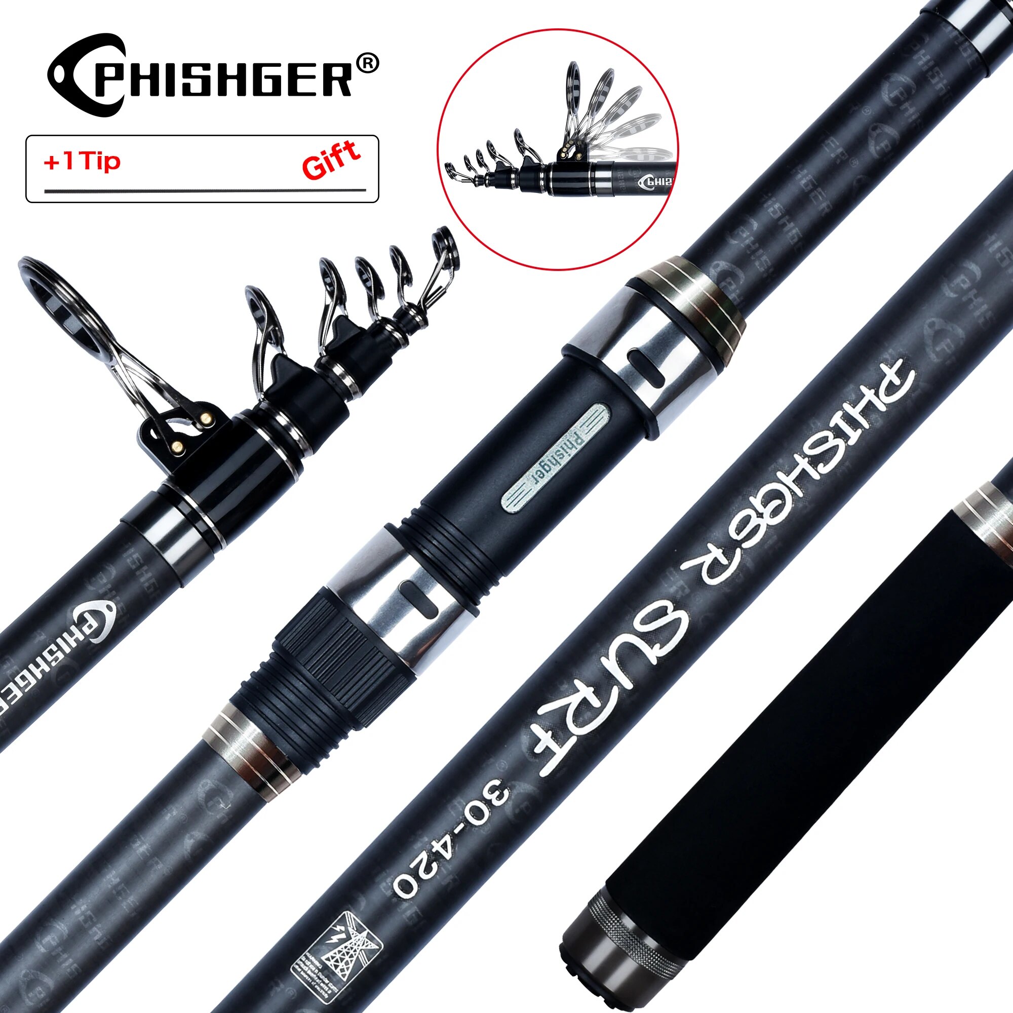 PHISHGER joran berputar telesk - Surf Fishing Equipment ulasan dan harga