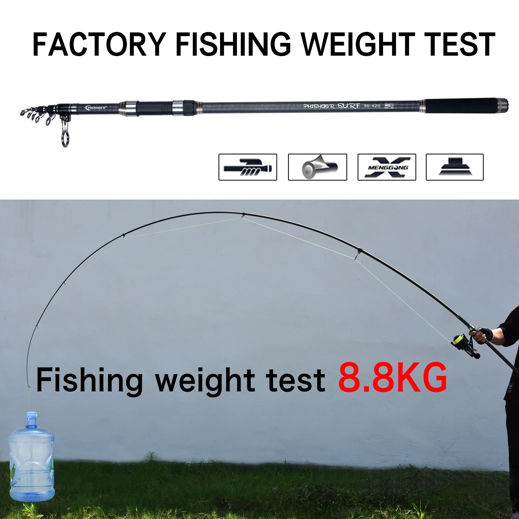 PHISHGER joran berputar telesk - Surf Fishing Equipment ulasan dan harga